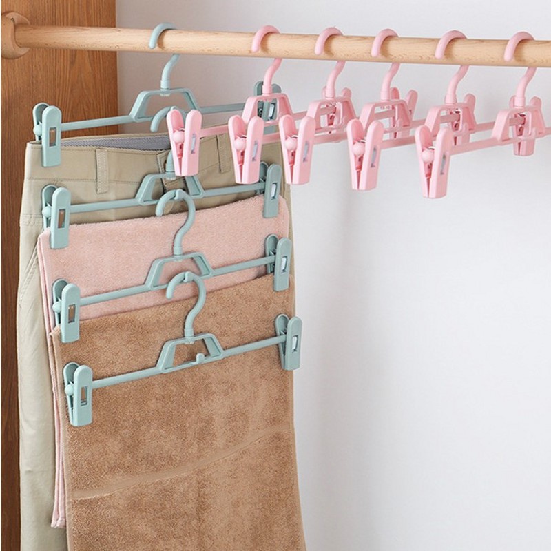 Home Hanging Pants Fix Clip Hanger / Adjustable Trousers Clothespin Drying Rack /Space Saving Skirt Peg Hanger/ Multifunctional Organizer Shelf