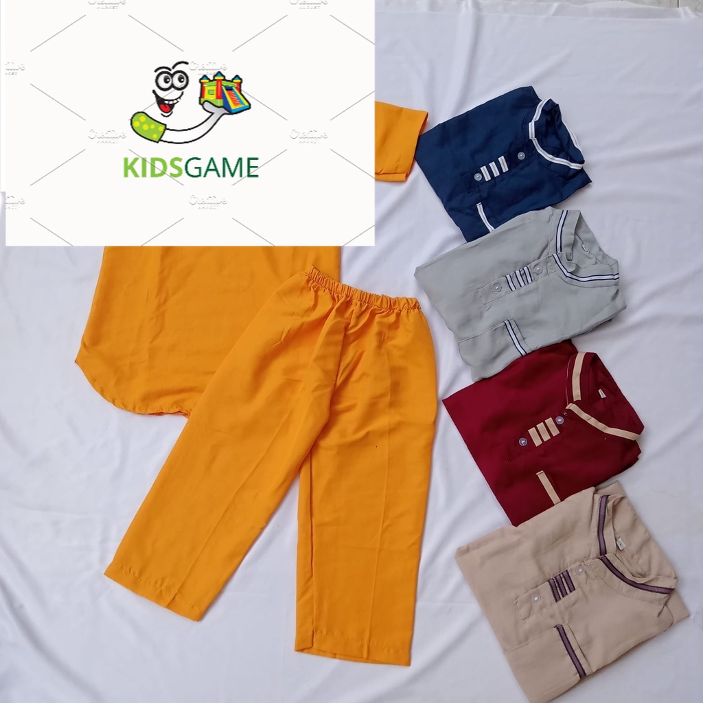 Setelan Anak Baju Koko Celana Panjang Peci Set Sarkoci Kemeja Kurta Polos Kain Katun Laki Cowok Newb
