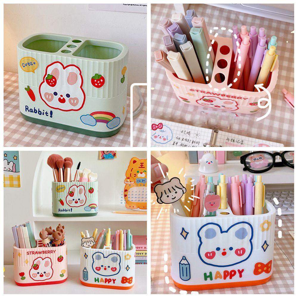 Kotak Holder Organizer Pensil / Pulpen / Stationery Motif Bunga Untuk Meja Kantor