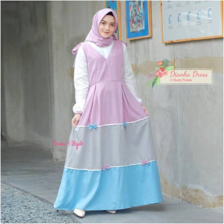 alkulak - Dianka Dress ORI by Erma Hijab (1 set Dusty Purple Size L)