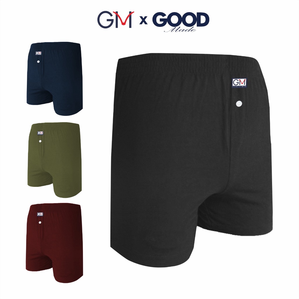 GOOD MADE - Boxer Pria Wanita Polos Model kancing Premium Quality | COD