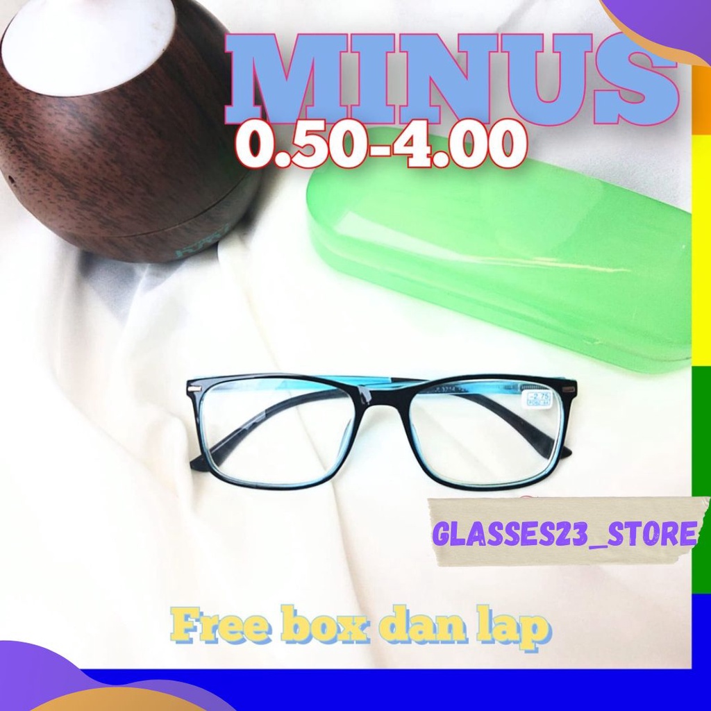 READY STOCK KACAMATA MINUS PERSEGI MODEL TERBARU UKURAN 0.50-4.00 FREE BOX DAN LAP