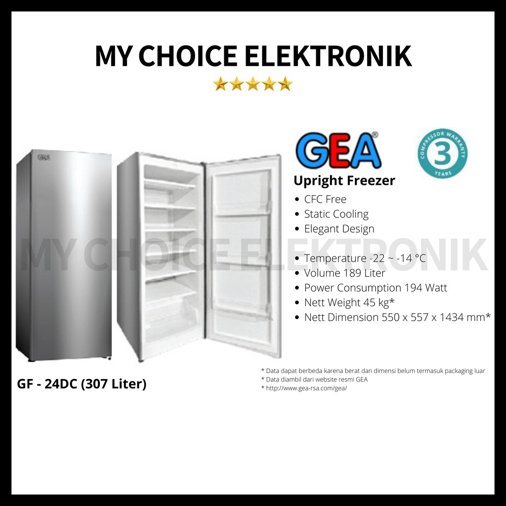 GEA Upright Freezer 189L GF-24DC