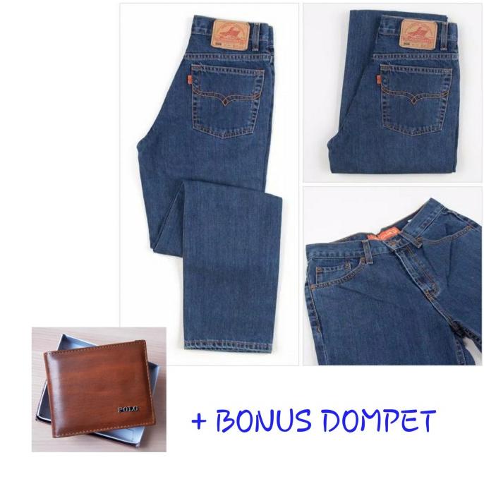 celana lea jeans original pria model standart warna dark blue Star Seller Termurah