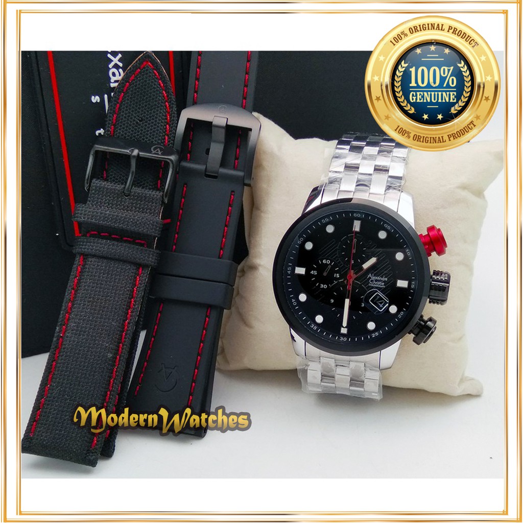 Jam Tangan Pria AC 6163 Silver Black Ori Alexandre Christie Terlaris Jam Cowok Alexander Termurah