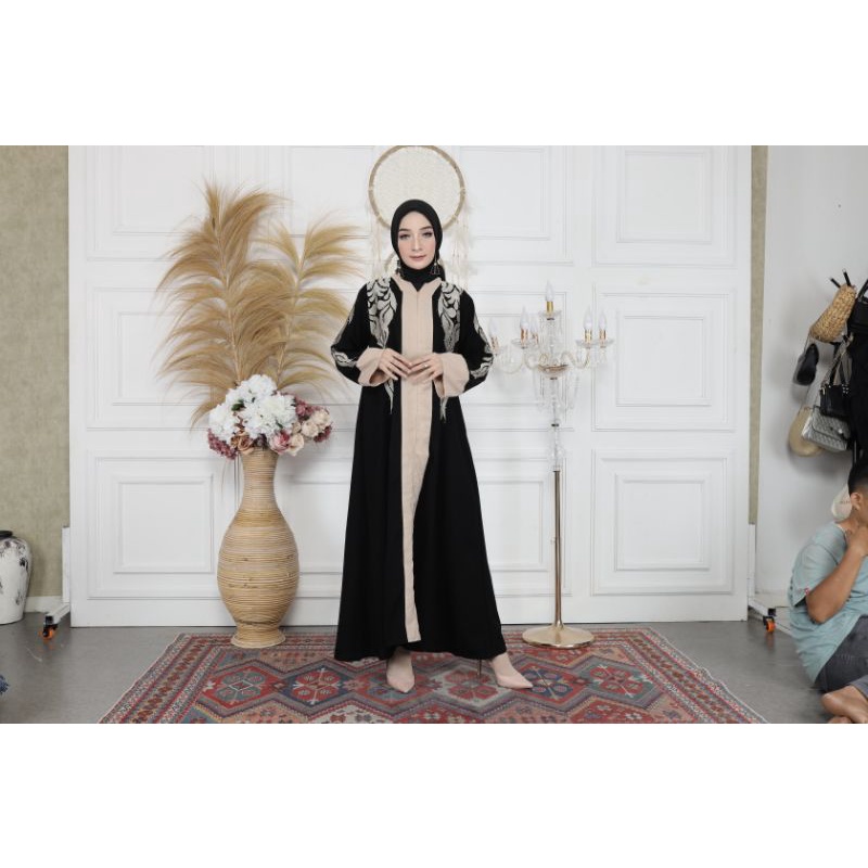 Gallery Exclusive Abaya Hitam Gamis Turkey 07 Bordir Depan Belakang