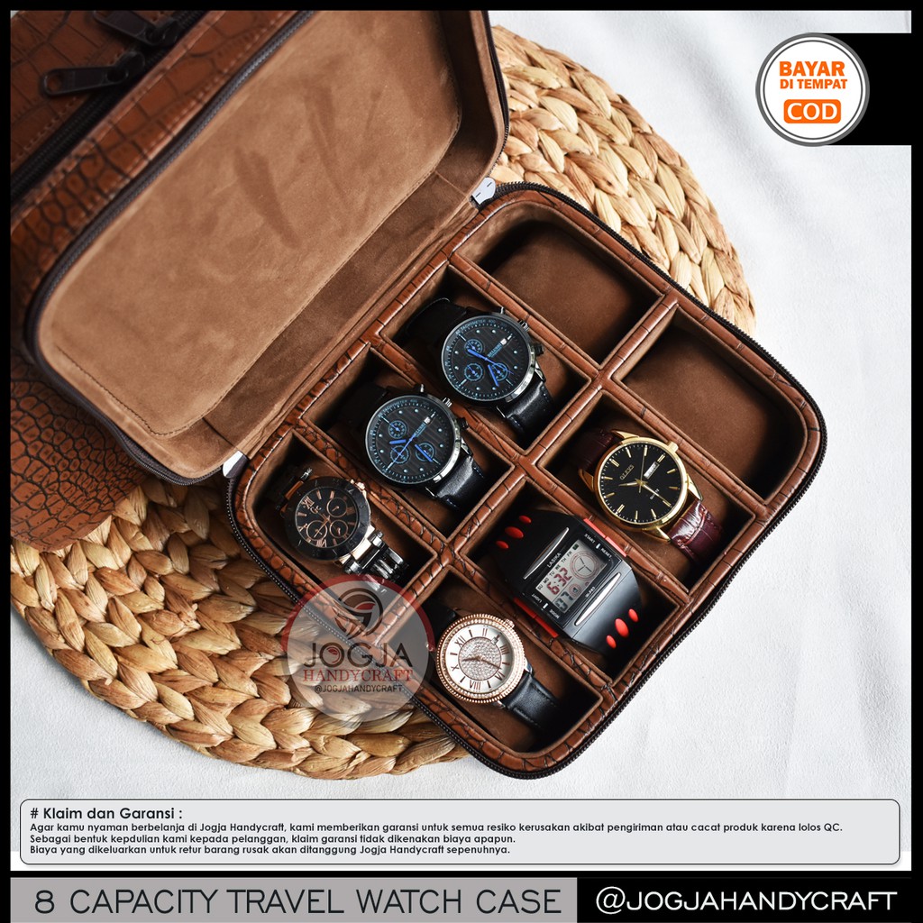 8 Slots PREMIUM Travel Watch Box Jumbo / Tempat Jam tangan / Kotak Jam Tangan / Watch Case