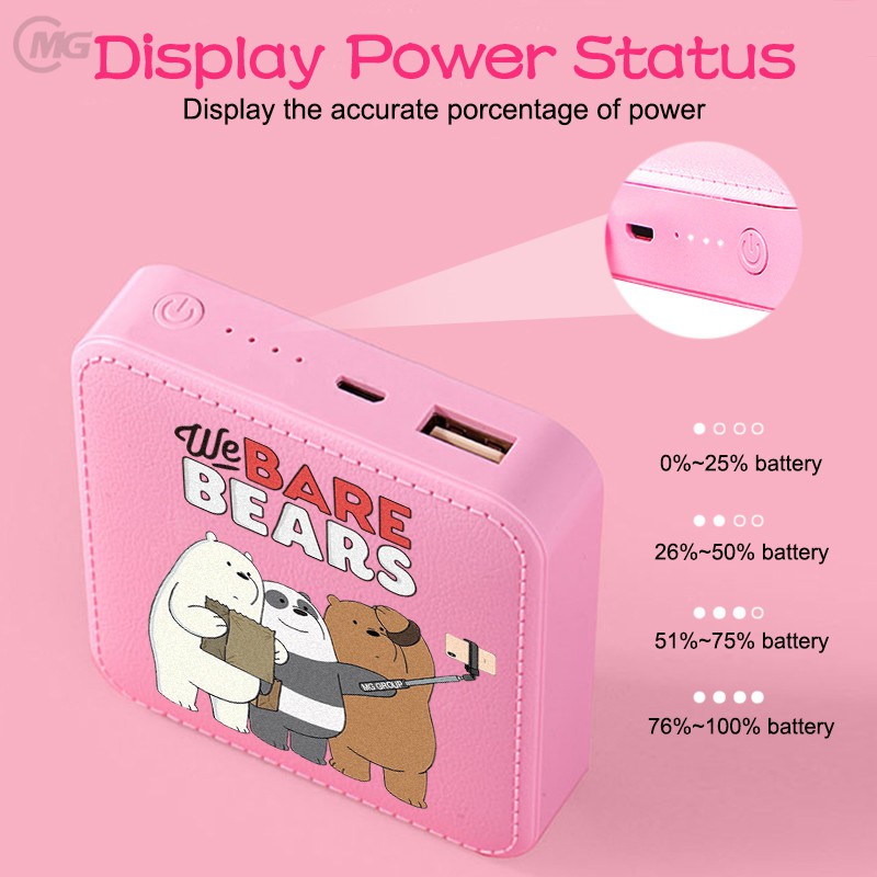 We Bare Bears 20,000mah cute mini charging treasure cartoon portable Mini powerbank Power Bank