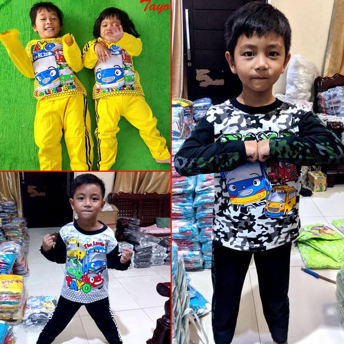 Baju Tidur Tayo Little Bus Setelan Piyama Anak Laki Perempuan Maruno
