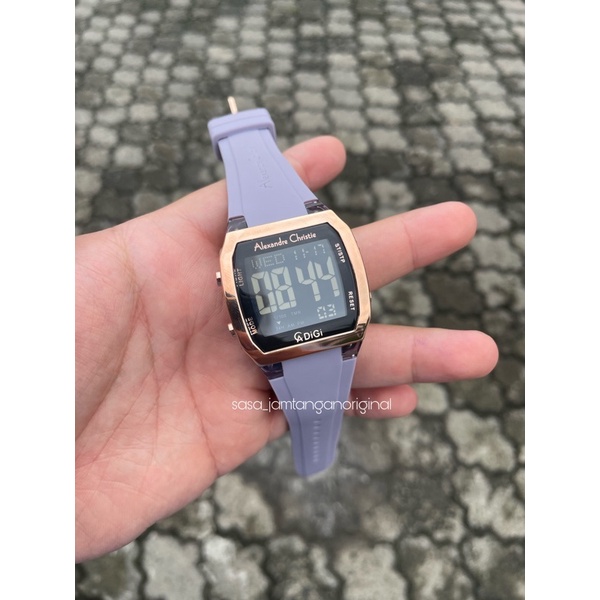 Jam Tangan Alexandre Christie Ac 9348 Original Purple Rosegold Wanita Digital