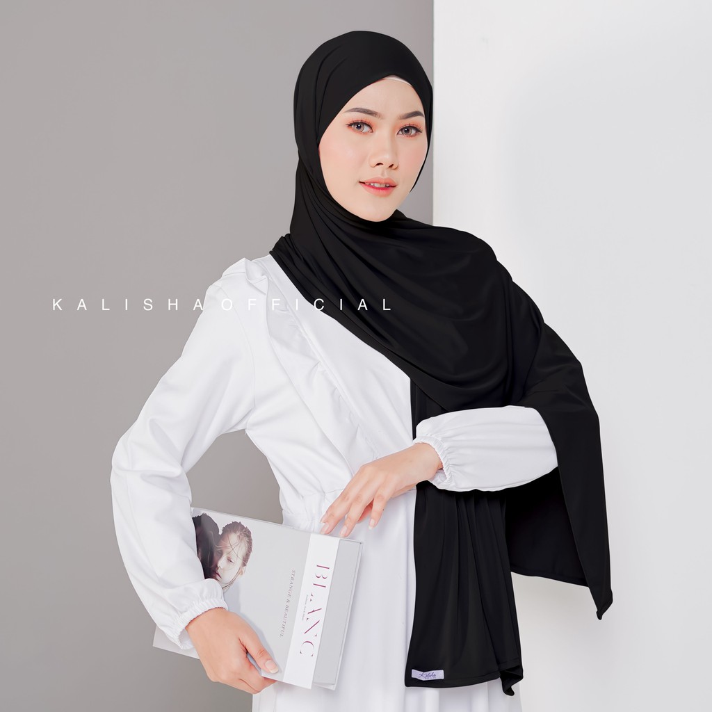 HUMAIRA PASHMINA MALAY JERSEY PREMIUM INSTAN BY KALISHA OFFICIAL-BLACK