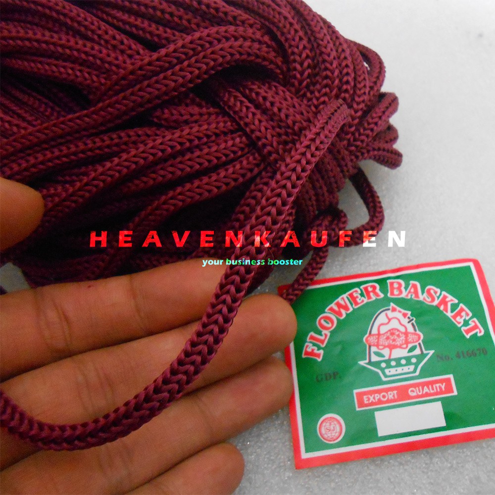 Tali Kur Filamen Besar 5 mm Warna Merah Hati Maroon Marun Harga Per Meter