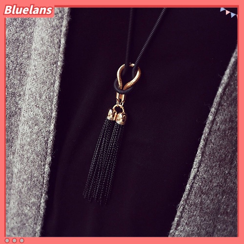 Bluelans Women Fashion Tassel Pendant All Match Long Chain Sweater Necklace Jewelry Gift