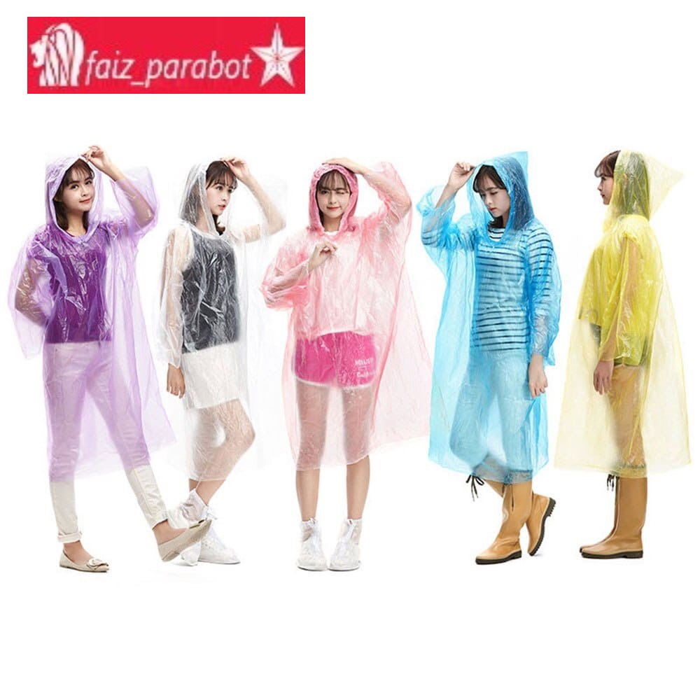 JAS HUJAN PLASTIK SEKALI PAKAI / JAS HUJAN PONCHO DISPOSABLE EMERGENCY RAINCOAT