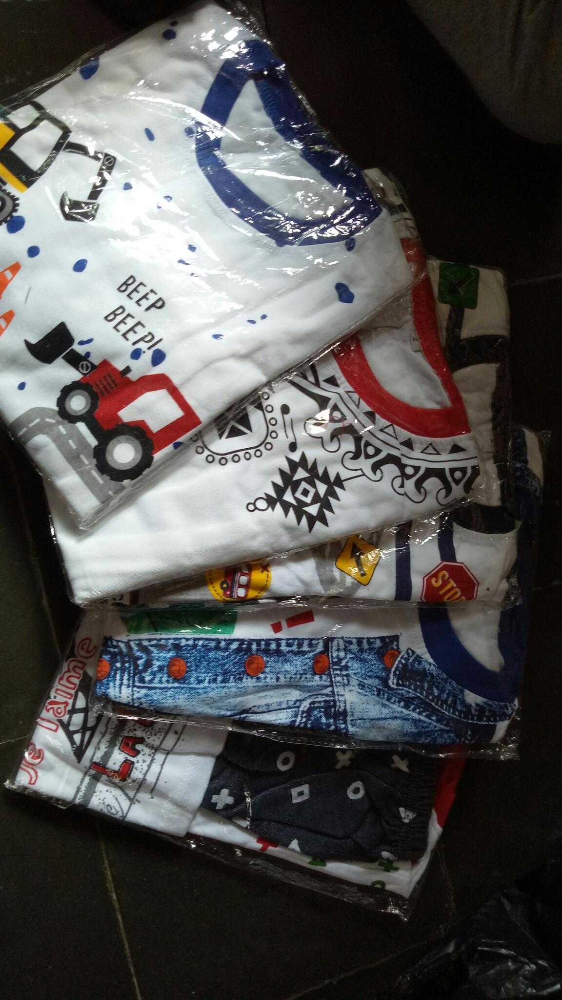 Setelan Anak Laki-laki Usia 6-24 Bulan Batik Koko Putih