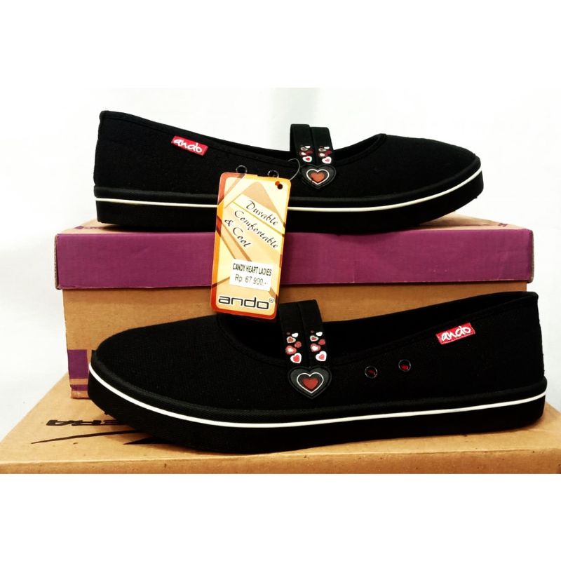 SEPATU ANDO CANDY HEART - SEPATU SEKOLAH ANAK WANITA MERK ANDO