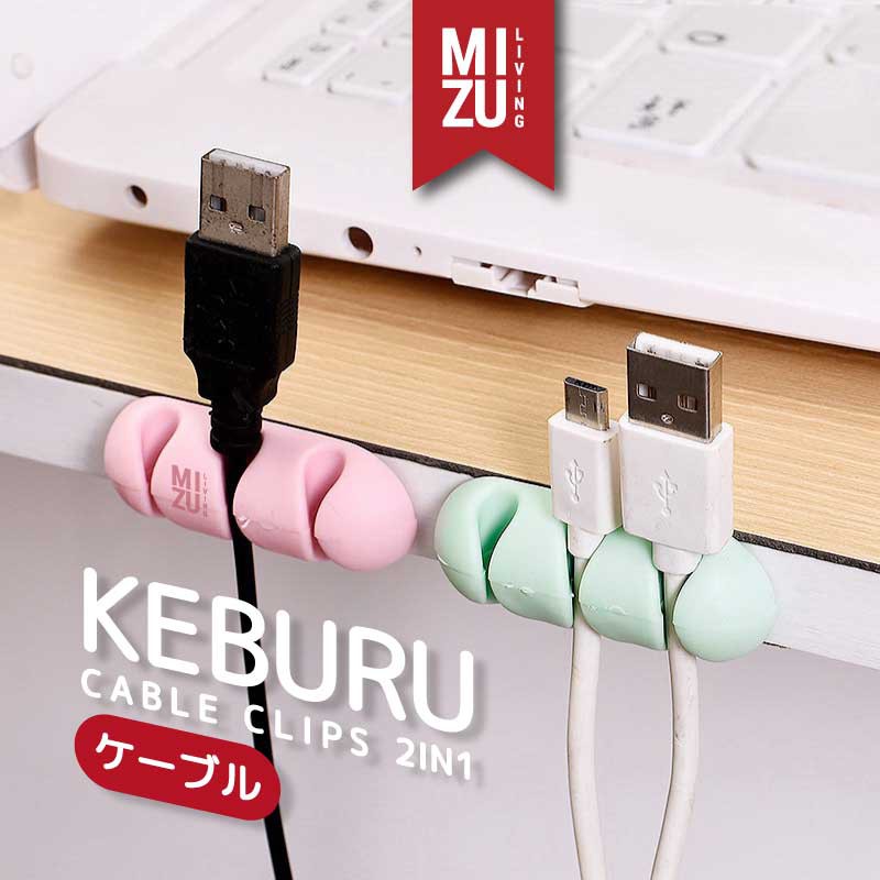 KEBURU 2in1 Cable Clips Self Adhesive Cord Holder Cable Organizer Silicone Klip Kabel Silikon Tempel