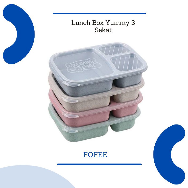 Lunch Box Yummy Microwavable 3 Sekat