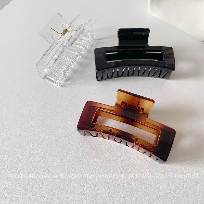 JEPIT JEPITAN BADAI JEDAI KOTAK PERSEGI PANJANG MEDIUM KLIP RAMBUT TEBAL TRANSPARAN KOREA WANITA KOREAN WOMEN SQUARE RECTANGLE JAW THICK HAIR ACCESSORIES CLUTCHER CLAW CLIP CLIPS ACRYLIC TRANSPARENT THICK HAIR COLOR MEDIUM SIZE