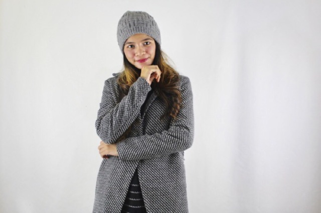 IMPORT MOLLAD Coat Woman Grey Jaket Coat Mantel Wool Outer Outfit Winter Korean Style