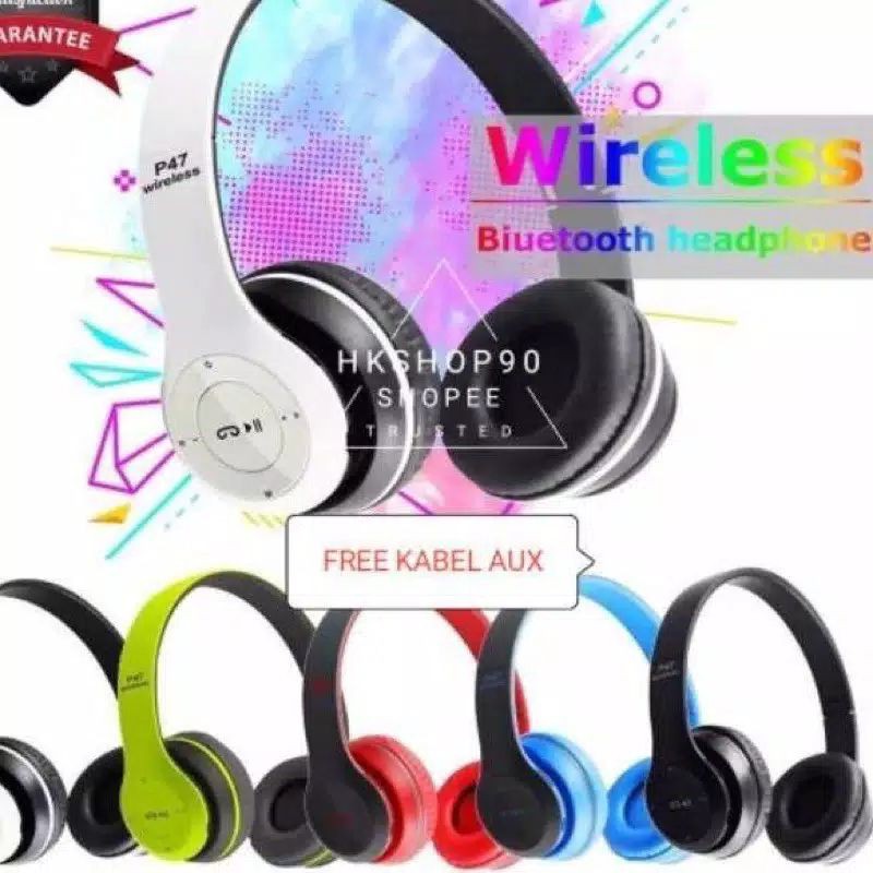 Headphone P47 Wireless Portable Bluetooth Headset Bass Handsfree Earphone Earpods Audio Musi