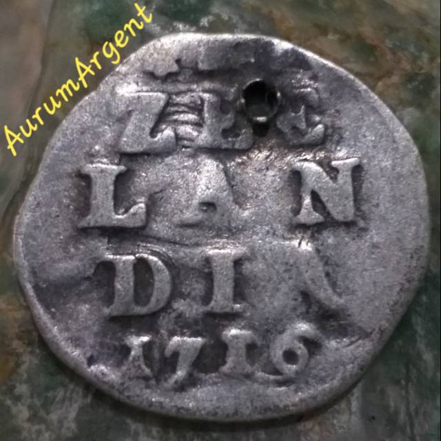 SA35-- 1 PC KOIN PERAK KUNO ASLI 2 STUIVER ZEELANDIA TH 1716. -- SILVER COIN --