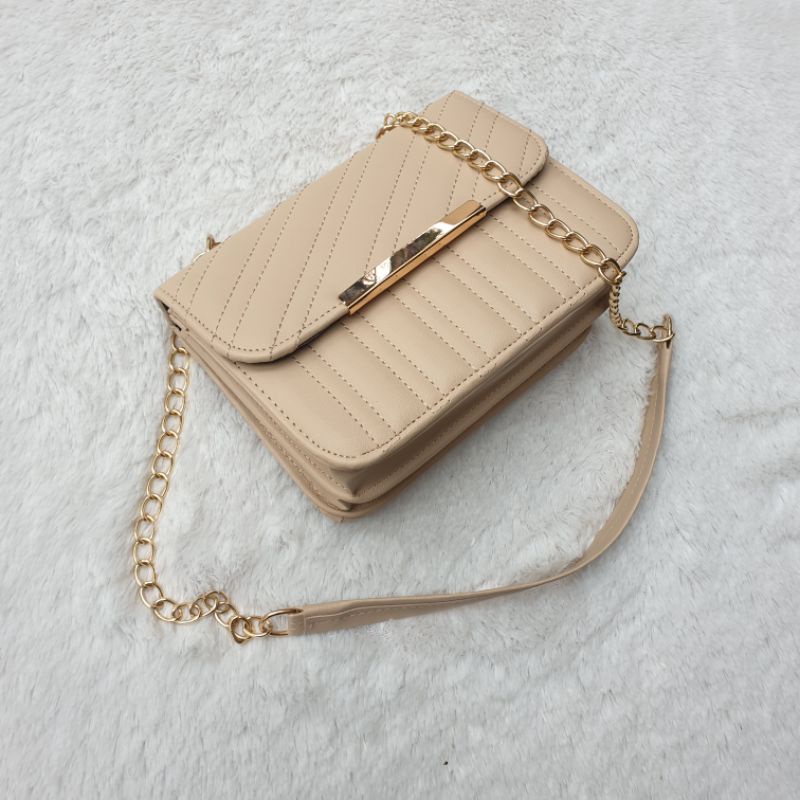 Slingbag Wanita Enola Embose Tas Selempang Cewek Perempuan Tali Rantai 6307-1
