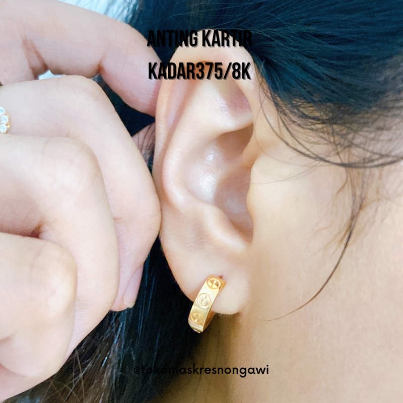 anting emas kartir sepasang kadar375/8k