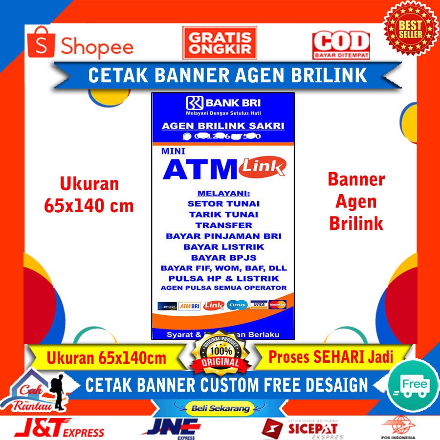 Cetak Banner Brilink Spanduk Promosi Usaha Backdrop Iklan Baleho Baliho Mitra Partner Free Desain