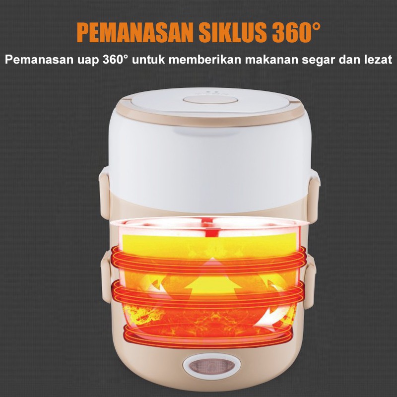 n634w Electric Lunch Box 2 Layer Kotak Bekal Multifungsi Alat Pemanas Makanan Elektrik Portable