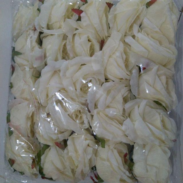 Kepala mawar palsu BOSTON ROSE bunga plastik-Boston Putih