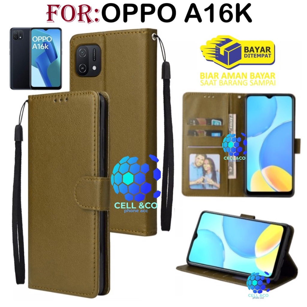 NEW OPPO A16K CASE FLIP LEATHER WALLET PREMIUM FLIP CASE BUKA TUTUP KESING HP CASING FLIP CASE WALLET OPPO A16K