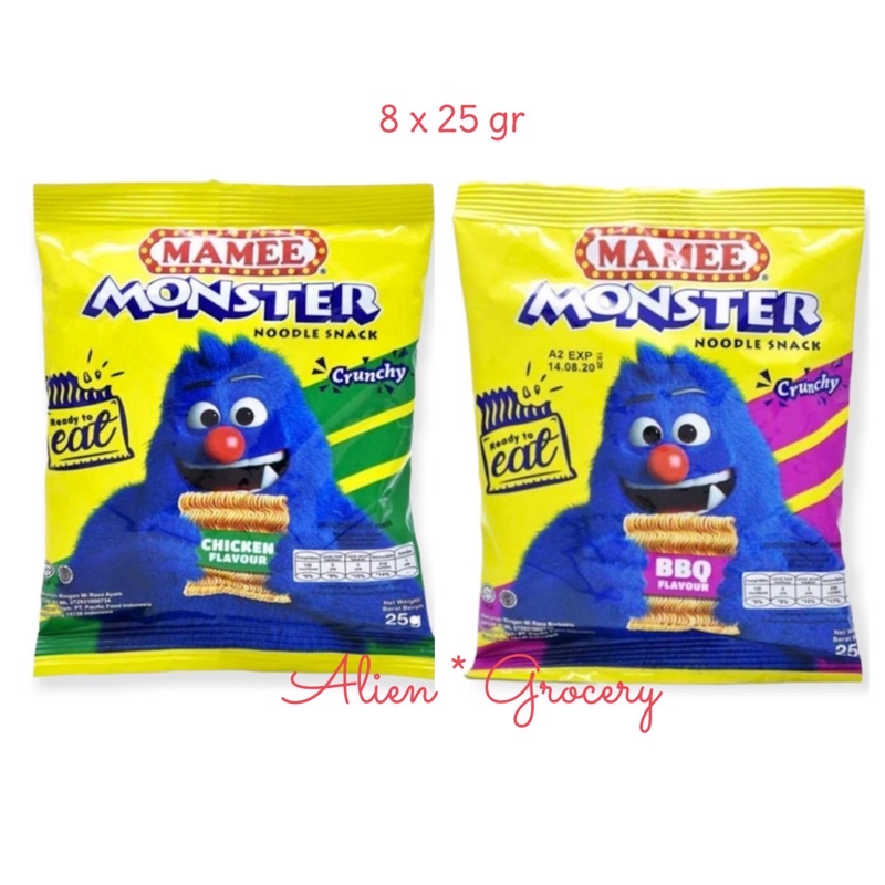 MAMEE MONSTER Noddle Snack Chicken Bbq 8x25gr 200gr