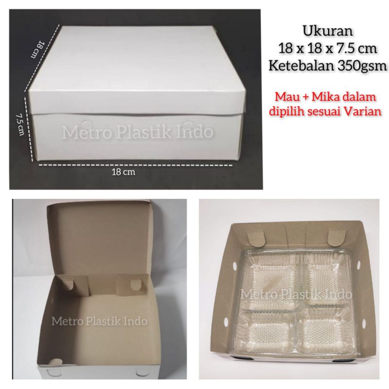 

Dus | Box 350gsm 18x18 | Kotak Nasi Kue Makanan Polos 18 x 18 Minnie