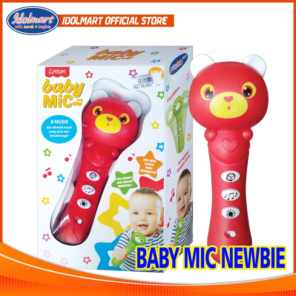 IDOLAKU Mainan Bayi Cotton Newbie Tech Baby Mic Mikrofon Musik Rekam Bayi