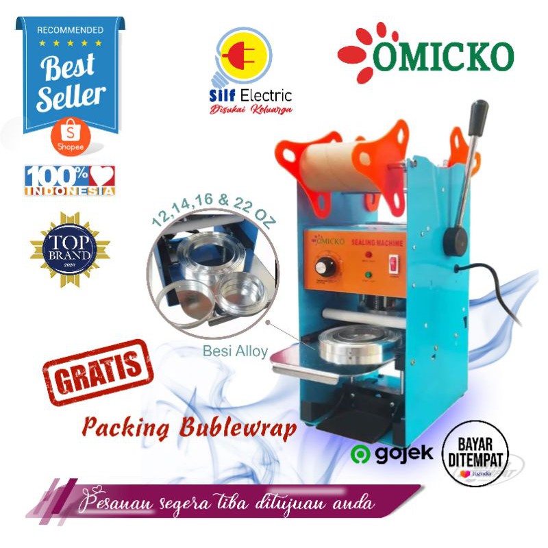 Omicko C 37 Sealing Machine Mesin Cup Sealer 10, 14 , 16 , 22 OZ Pres Gelas Plastik Max gelas Ukuran