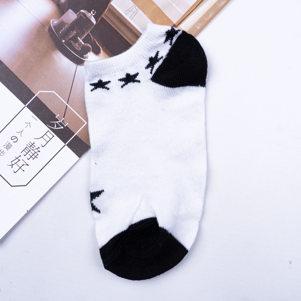 BEE - Kaos Kaki Unisex Pria Wanita / Kaos Kaki Pendek Import Ankle Socks-SC-18 BINTANG HITAM