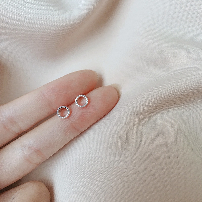 Anting Perak Trendy Silver Heart Stud Earrings Minimalist Love Flower Earring for Women Student Teen Jewelry Gift-1557