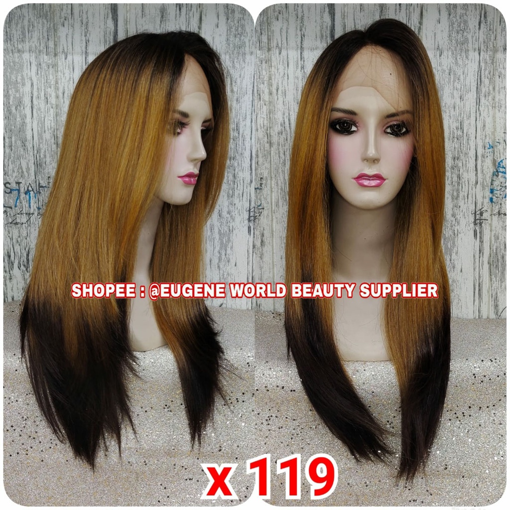 RAMBUT PALSU FRONT LACE WIG HALF LACE FULL WIG LACE WIG CEWE CEWEK WANITA PANJANG LURUS PIRANG HITAM