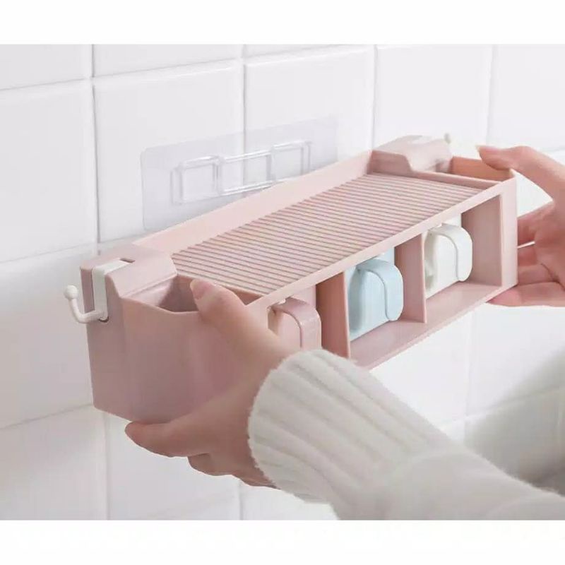 Tempat Bumbu Tempel dinding | Rak tempel dinding 3 laci Bumbu Dapur | Tempat Bumbu isi 3