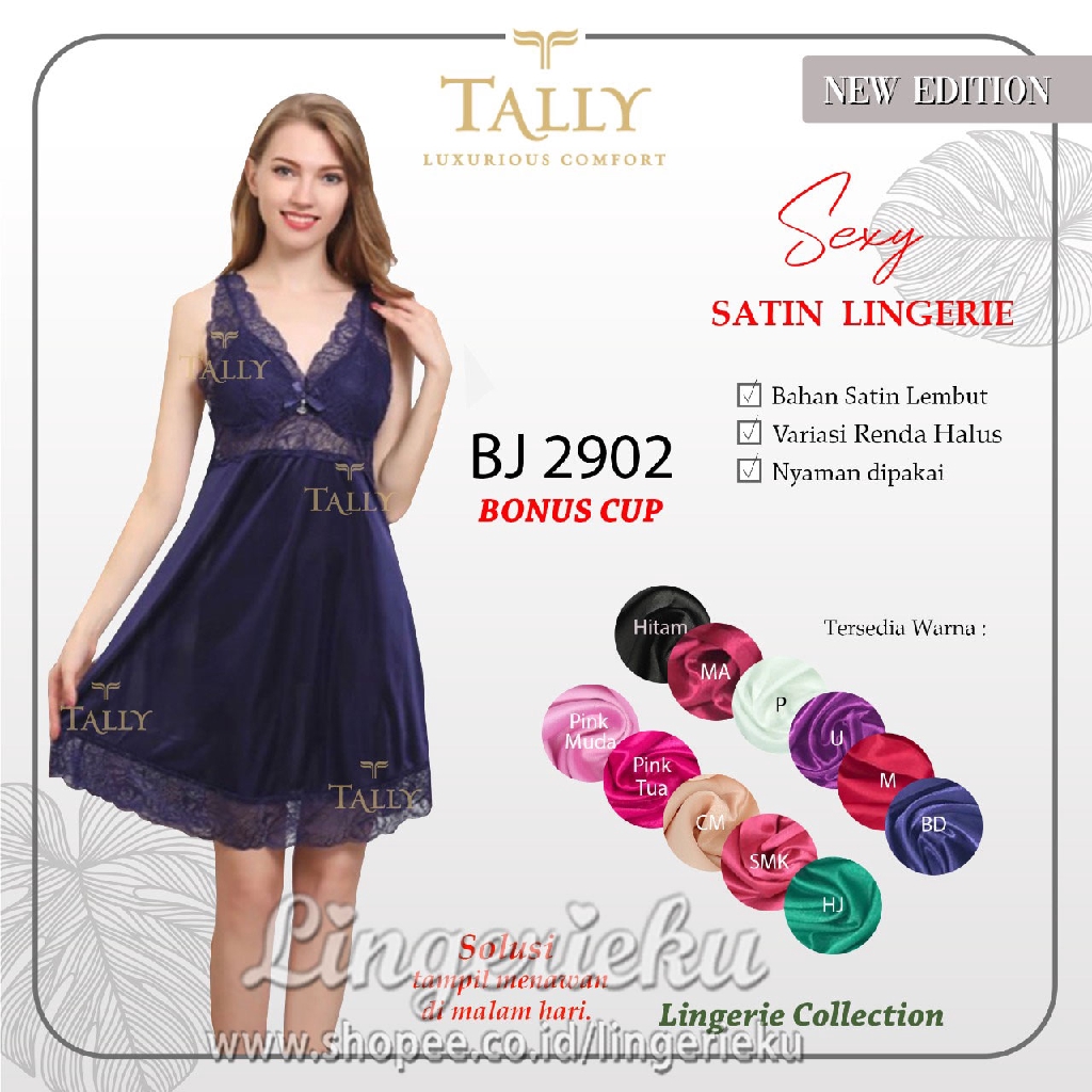 Tally 2902 BT Baju Tidur Wanita Lingerie Bahan Satin