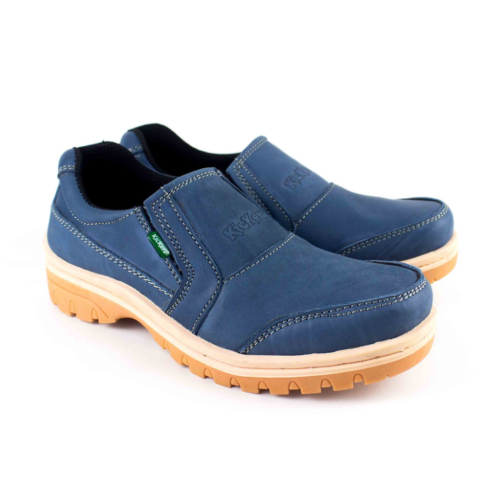 Sepatu Slip On Hirio Model Travelling/Outdoor Murah Banget Gratis Sandal Kulit YOKEN (BIRU)