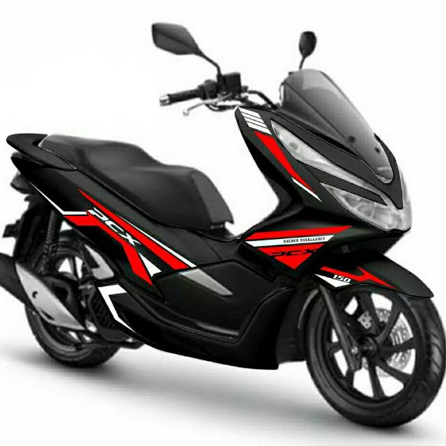 DECAL PCX HITAM KOMBINASI MERAH SIMPLE FULL BODY