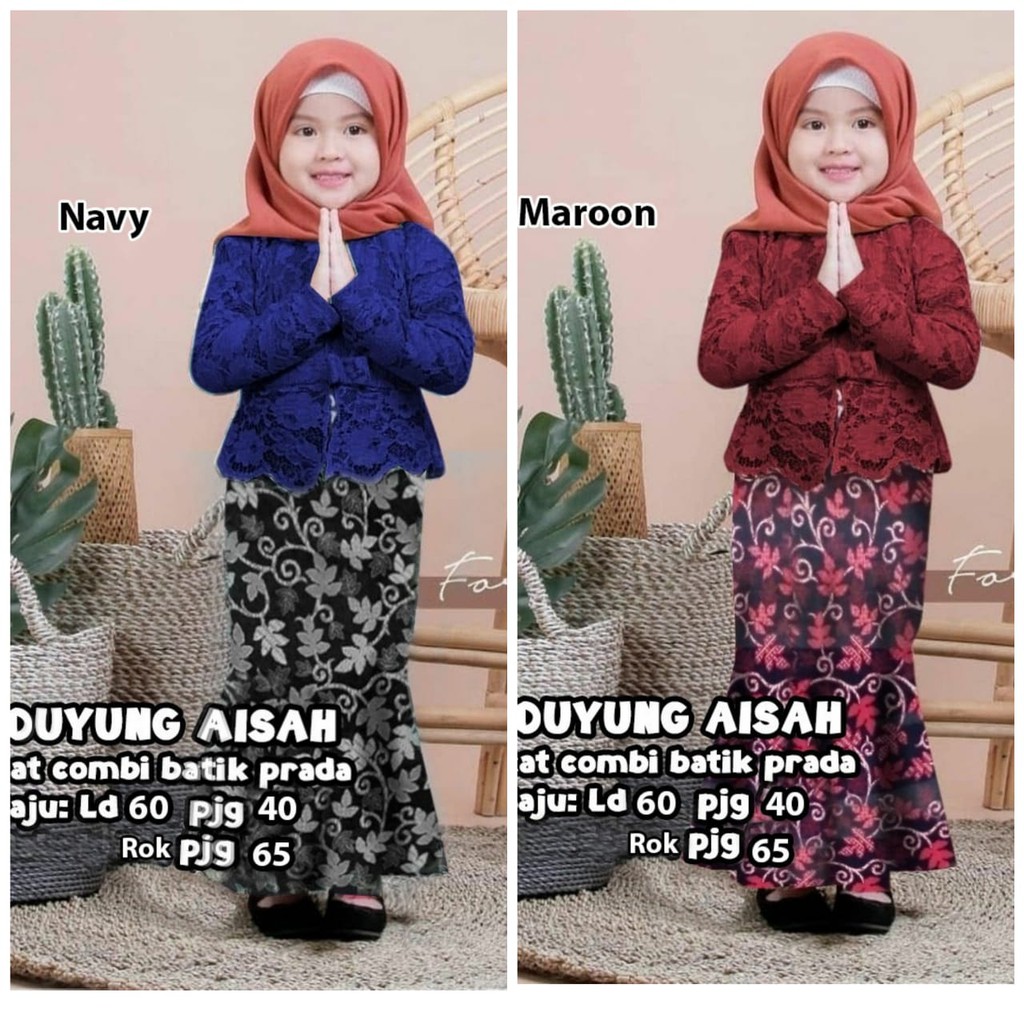 Setelan Rok Aisah/setelan batik anak/setelan gamis anak/setelan syari anak/setelan muslim anak