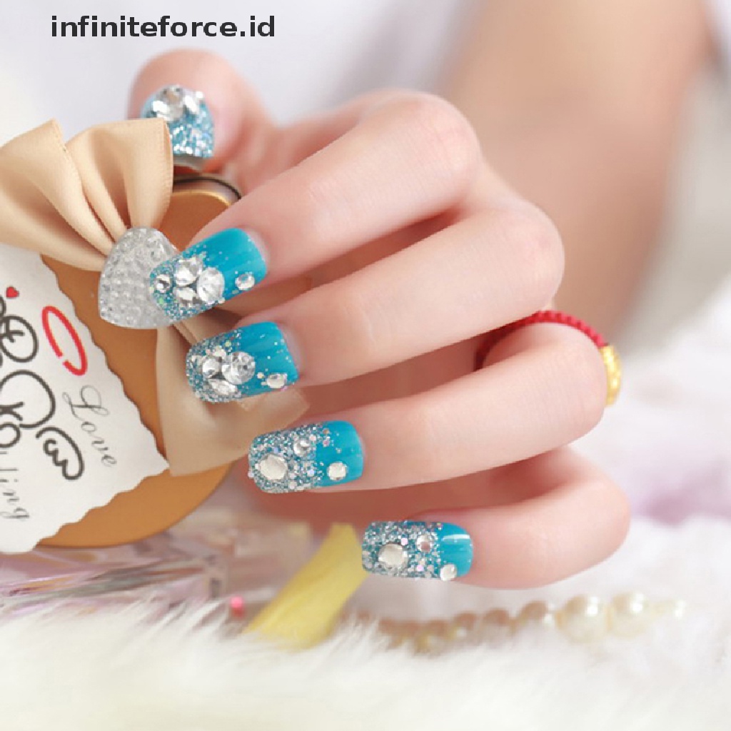 Infiniteforce.id 24Pcs / Set Kuku Palsu Pendek full coverage Untuk Pengantin Wanita