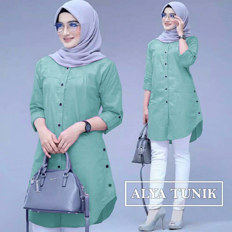 Tunik Wanita Muslim Muslimah Busui Adem Casual Kerja Kantor Santai Terbaru Lebaran 2022 Tunic Alya T
