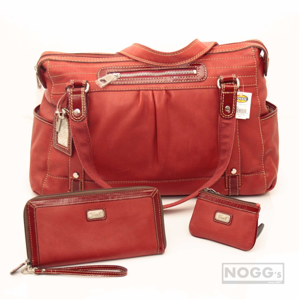 Fossil Vintage 1954 Traveling Duffle Bag with Large Wallet and Pouch Set