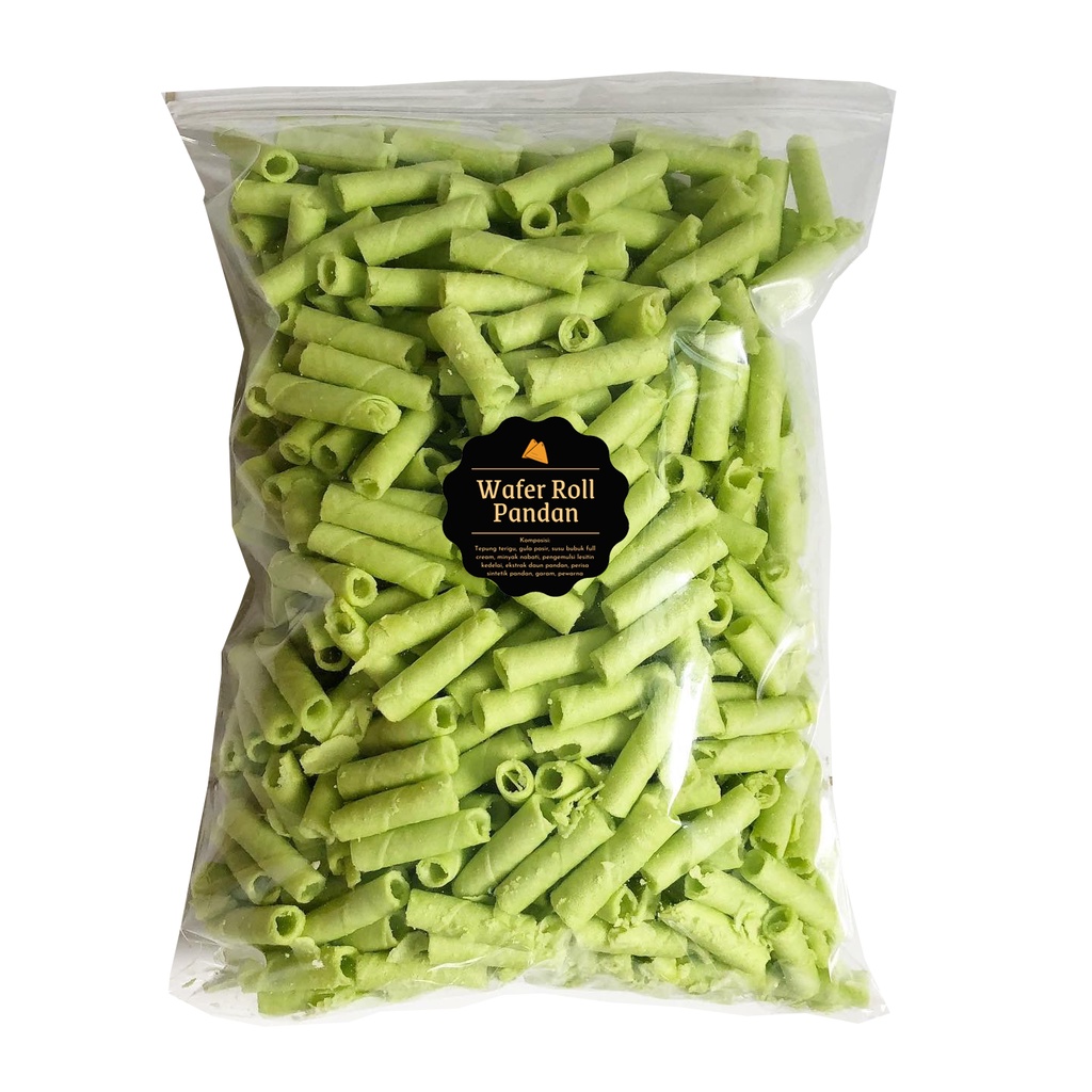 [DELISH SNACKS] Wafer Roll Pandan (Grosir) 250gr 500gr 1 KG / Snack Cemilan Camilan Grosiran Kiloan