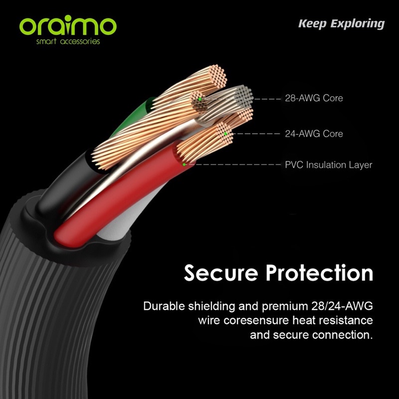 Oraimo OCD-C56 Udon 2 Kabel Data Type-C 2 Meter Fast Charging - Garansi 1 Tahun