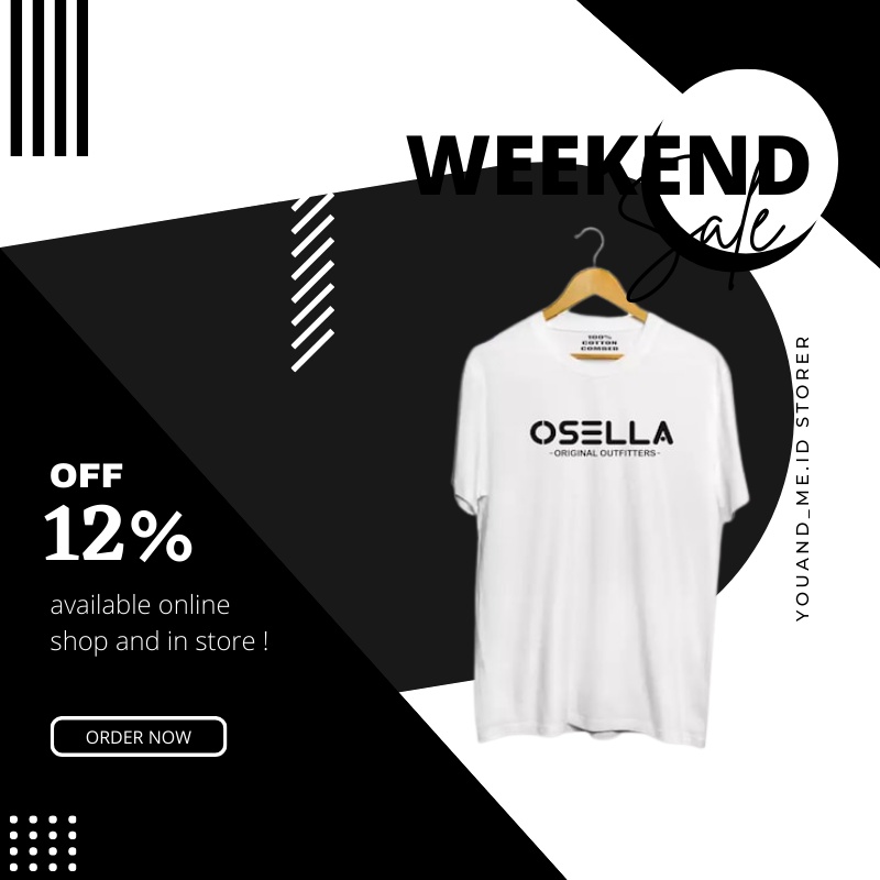 Kaos oblong pria cotton30s sablon digital fit to,M,L,XL,XXL Osella Hitam